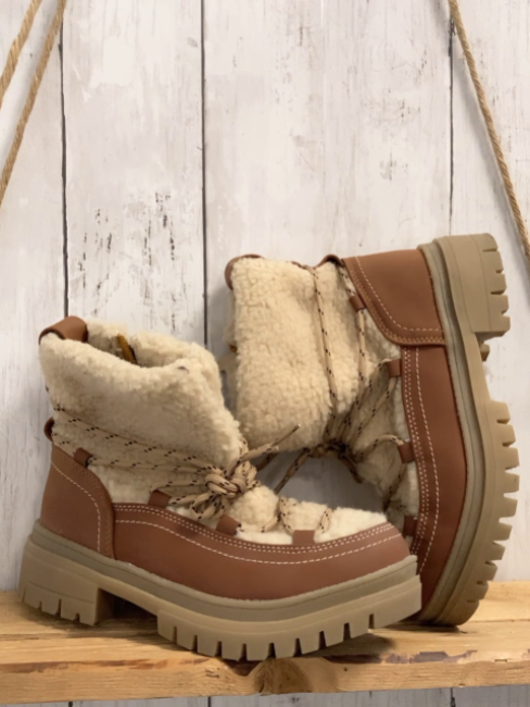 L&D Boots  Gr. 34  braun + beige Teddy 