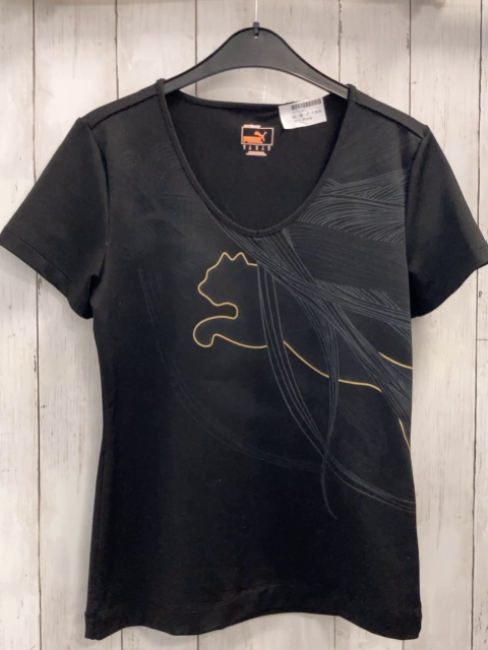 Puma  Sportshirt  Gr. 38  schwarz graue Striche goldener Puma 