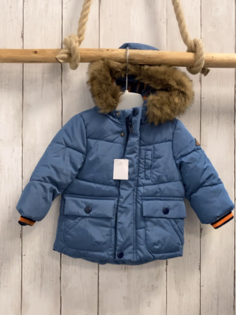  Winterjacke Gr. 68  blau abtrennbarer Fellbund an der Kapuze