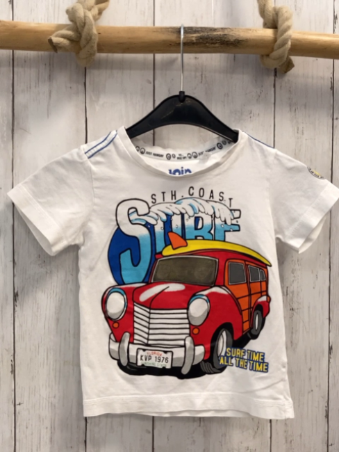  T-Shirt Gr. 92  weiß rotes Auto Schrift