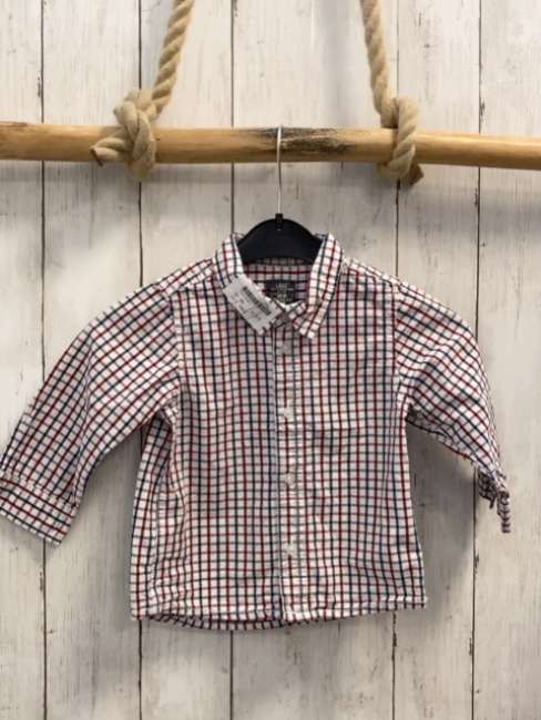 H&M Hemd Gr. 80  weiß rot blau kariert