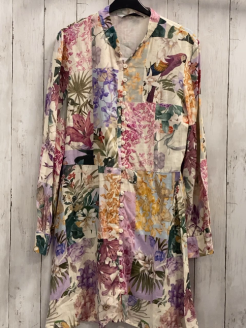 Zara  Kleid Gr. M  weiß bunte Quadrate mit Blumen 