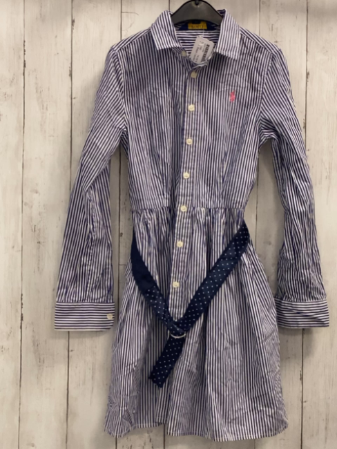 Ralph Lauren  Kleid  Gr. 140  blaue weiße Streifen mit Gürtel 