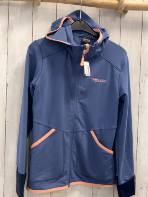 Trollkids  Joggingjacke  Gr. 152  hellblau blau apricot Bund Kapuze 