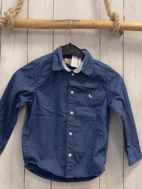 H&M  Hemd  Gr. 104  blau weiße Punkte 