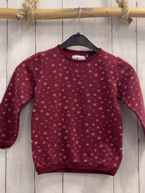 Lamino  Pullover  Gr. 104  weinrot bunte Sterne 
