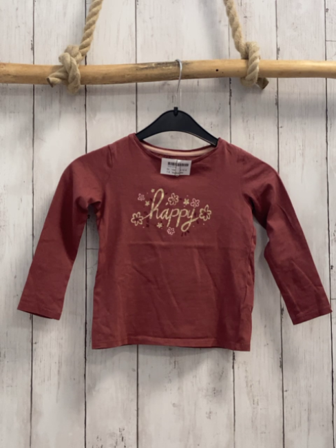 Vertbaudet  Langarmshirt  Gr. 104  rostrot goldene Glitzerschrift blumen