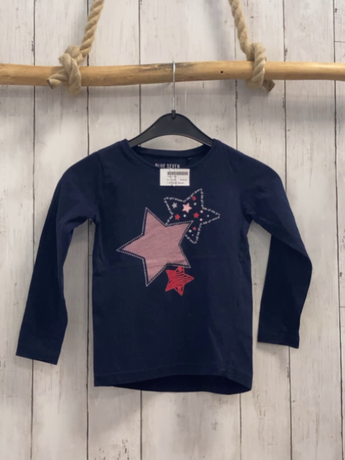 Blue Seven  Langarmshirt  Gr. 104  blau Sterne mit Glitzer 