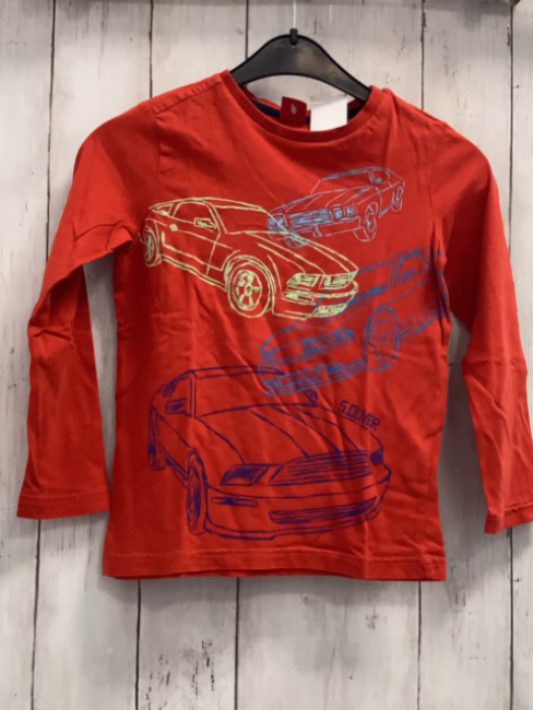 S´Oliver  Langarmshirt  Gr. 116  rot bunte Autos 