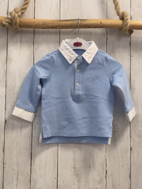 Original Marines  Poloshirt lang  Gr. 74  hellblau weißer Kragen