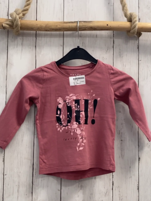 Name it  Langarmshirt Gr. 92  altrosa Blumen schwarze Schrift