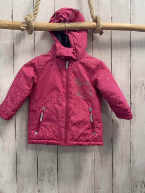   Winterjacke  Gr. 86  pink weiße Punkte grauer Tierkopf graues Fleecefutter 