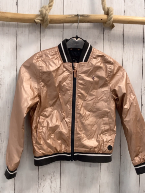 Levv Girl  Regenjacke  Gr. 128  bronze grau weißer Streifenbund 