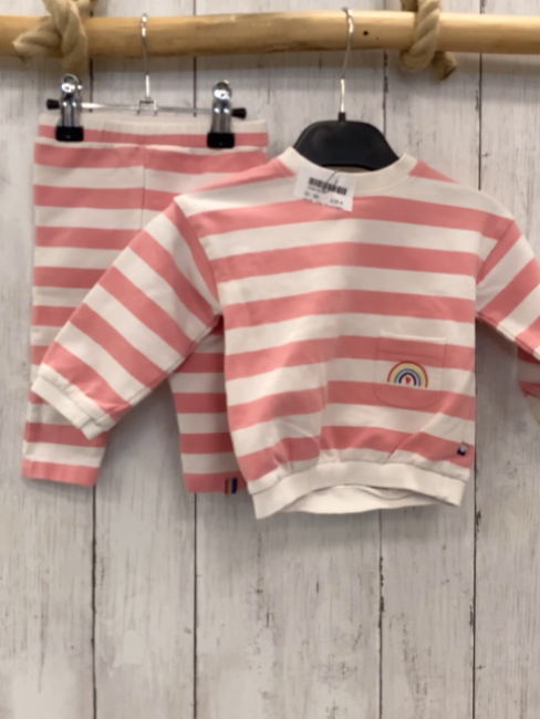 2tlg Staccato   Pullover + Jogginghose  Gr. 68  rosa weiße Striefen 