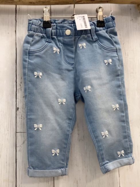   Hose  Gr. 74  hellblau Jeans weiße Schleifen 