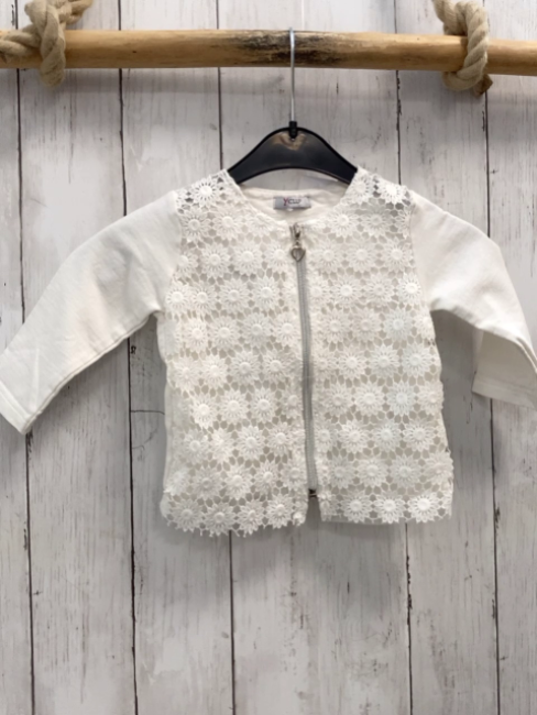   Swatjacke  Gr. 80  weiß zweilagig Blumenstickerei 