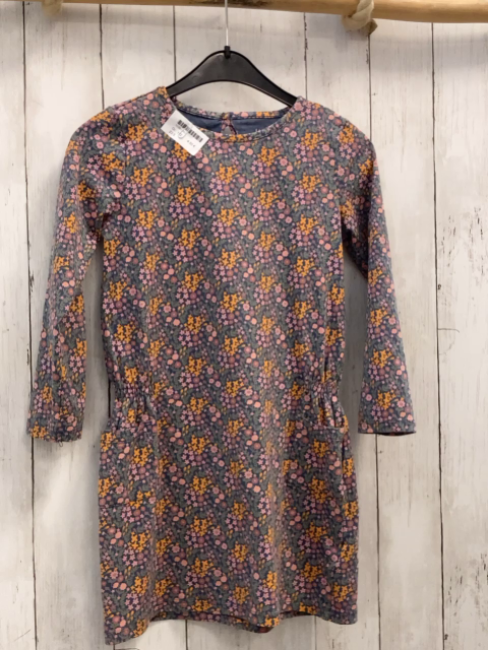  Kleid Gr. 122  blau senf rosa Blumen