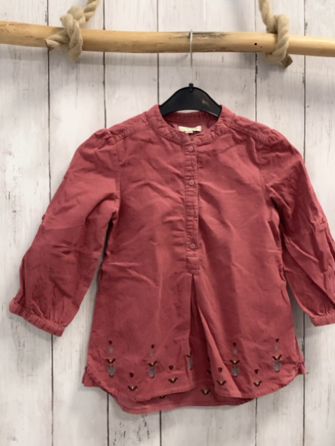 vertbaudet Longbluse Gr. 98  altrosa Kord gestickte Blumen