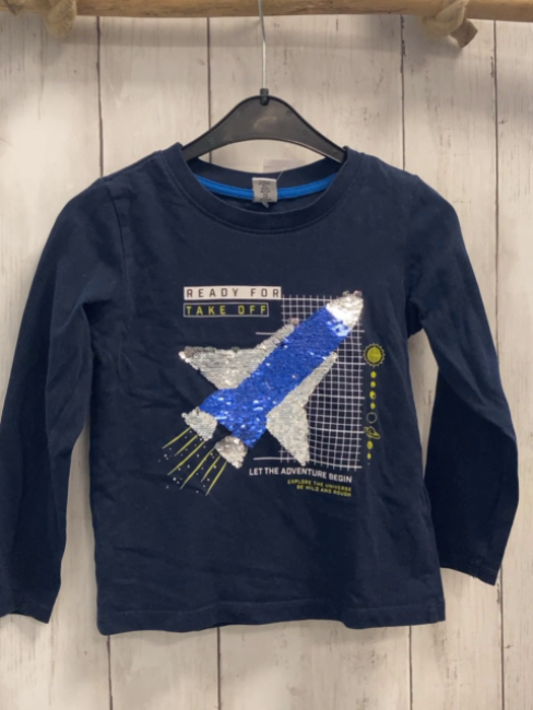  Langarmshirt Gr. 104  blau Pailettenrakete
