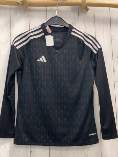 Adidas  Sportshirt lang  Gr. 152  schwarz graue Kristalle weiße Striefen 