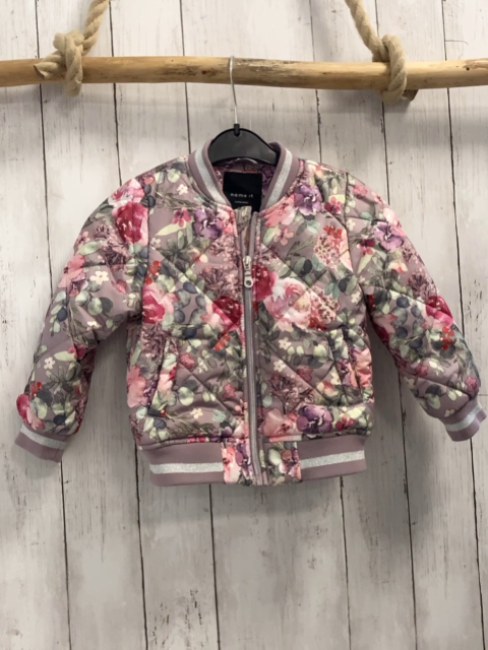 Name it  Jacke  Gr. 98  grau bunte Blumen silber Glitzerstreifen 