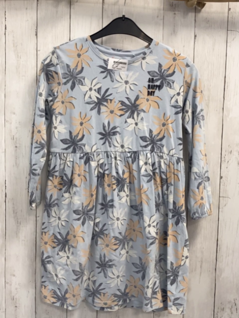 Noppies  Kleid  Gr. 134  hellblau bunte Blumen Schrift 