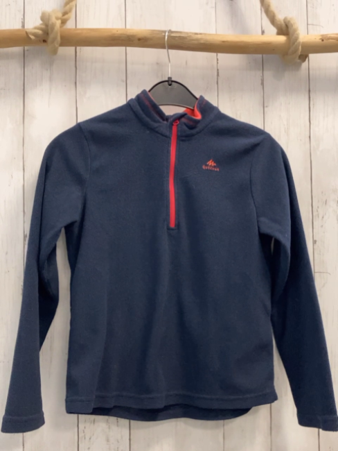 Decathlon Pullover  Gr. 140  blau Fleece roter Reißverschluss 