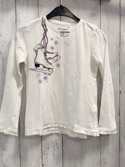 Blue Seven  Langarmshirt Gr. 128  weiß Schlittschuhe 