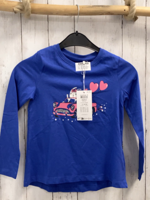 neu Name it  Langarmshirt  Gr. 122/128  lila Auto mit Tieren Herzen 