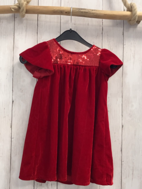 H&M Kleid  Gr. 98  rot Samt Pailetten 