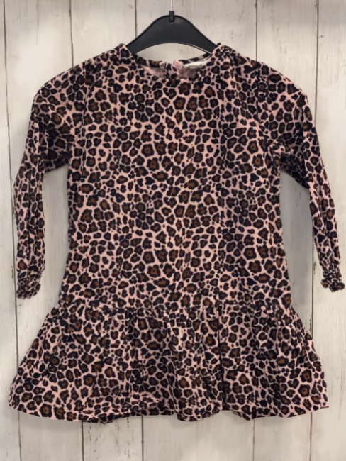  Kleid  Gr. 110  rosa Rippen  schwarz braun leoprint 