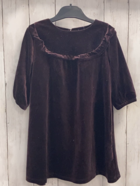 Vertbaudet  Kleid  Gr. 110  aubergine Nicky Glitzerpunkte Rüschen 