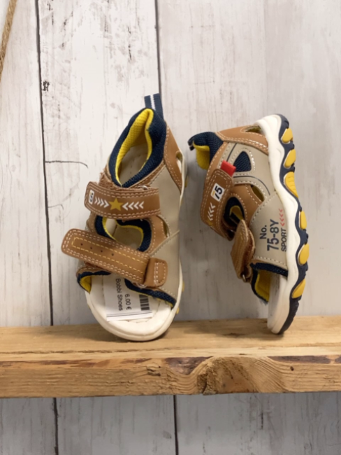 Bobbi Shoes  Sandalen  Gr. 21  sand hellblau blauer Bund weiße Sohle 