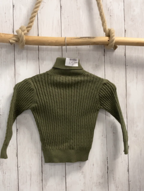  Pullover  Gr. 92  oliv Strick Rippen Rollkragen 