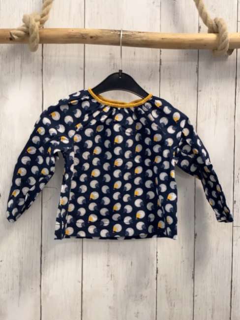 Obaibi Bluse  Gr. 80  blau bunte Igel mais Bund 