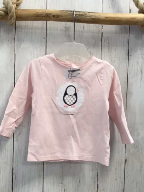Obaibi Langarmshirt  Gr. 74  rosa weiße Punkte Pinguin