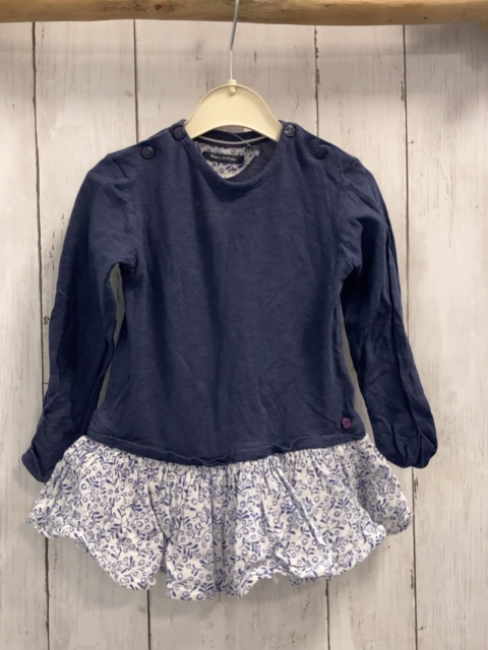 Marc O´ Polo  Kleid  Gr. 74  blaues Oberteil hellgrauer Rock mit blauen Blumen