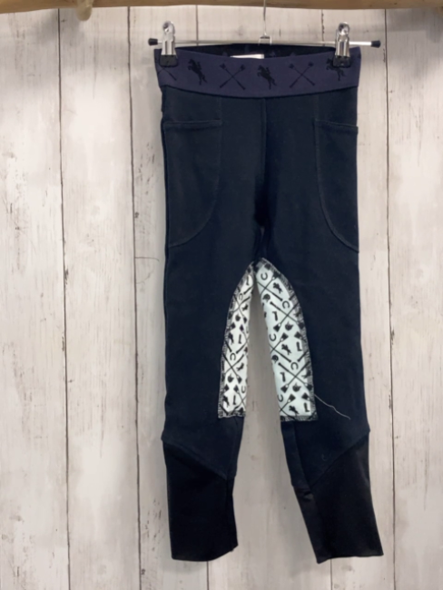   Reithose  Gr. 122  blau weiße Innenflächen mit schwarzer Gummirung 