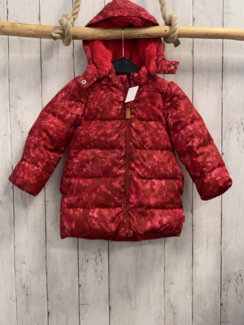 Oilily  Winterjacke  Gr. 92  weinrot rosa gemustert rotes Plüschfutter 