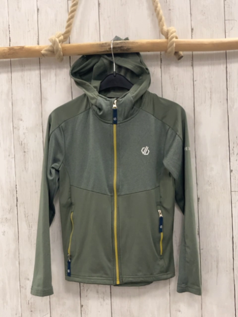 Dare2be Joggingjacke Gr. 140  oliv gelber Reißverschluss