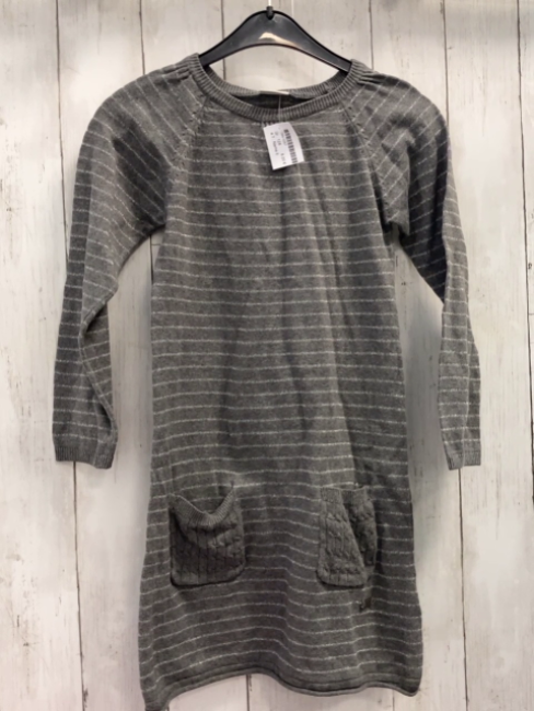Name it  Kleid  Gr. 128  grau silber Glitzerstreifen Strick 