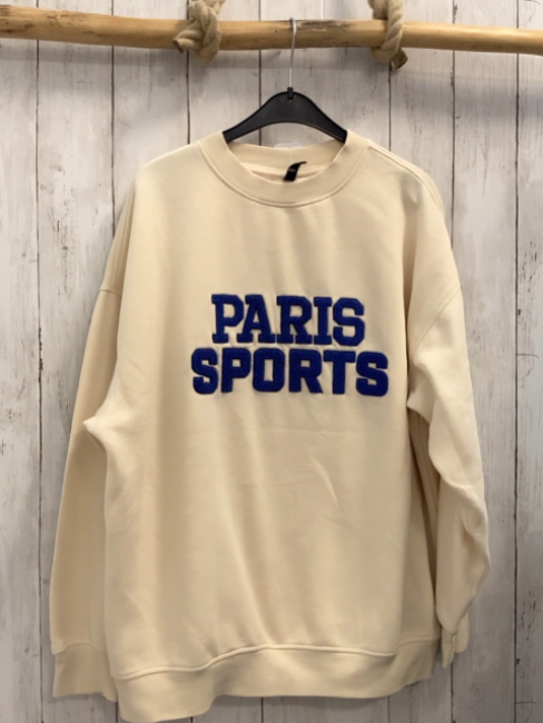 H&M Pullover Gr. S  creme blaue Plüschschrift