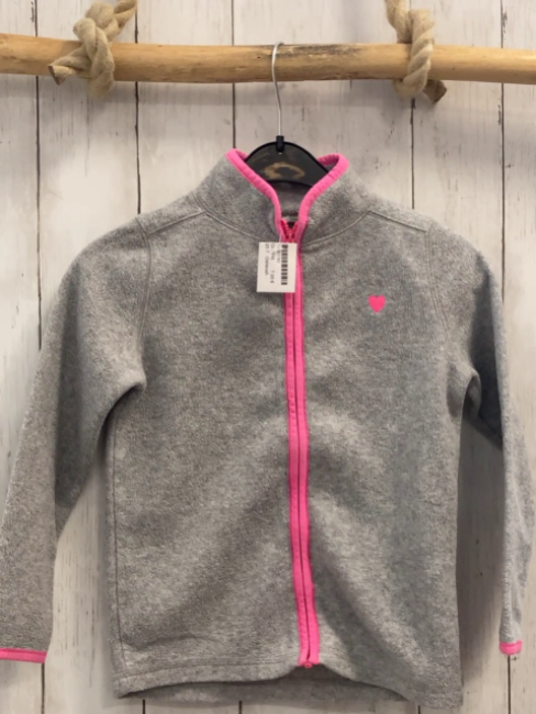 Oshkosh  Fleecejacke  Gr. 116  grau pink Herz + Bund 