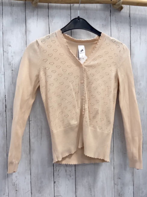   Strickjacke   Gr. 140  heller lachston Lochmuster Herzen 