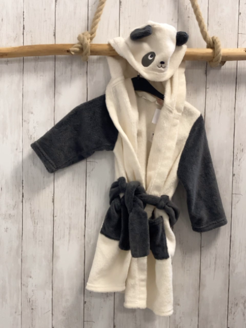 H&M Bademantel Gr. 98  grau weiß