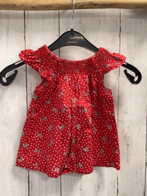 Penelope  Sommerbluse  Gr. 92  rosa Kirschen weiße Punkte 