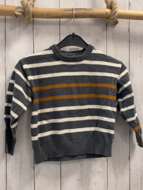 Okaidi Pullover Gr. 110  grau weiß ocker gestreift Strick