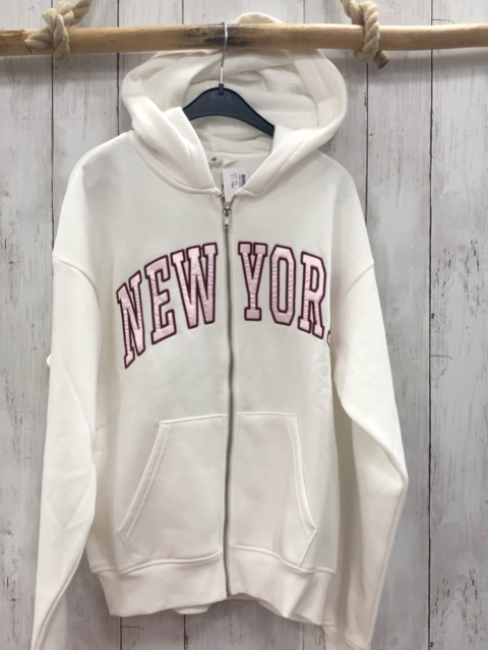 H&M Sweatjacke Gr. 170  weiß rosa rote Schrift