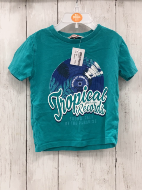 Boboli  T-Shirt  Gr. 92  türkis Schallplatte Schrift 