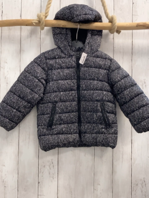 Benetton  Winterjacke  Gr. 98  grau hellgraue Punkte 